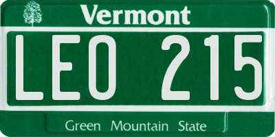 VT license plate LEO215