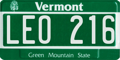 VT license plate LEO216
