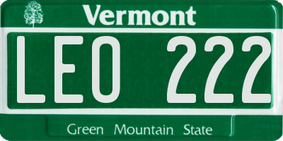 VT license plate LEO222