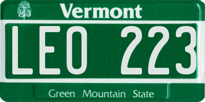 VT license plate LEO223