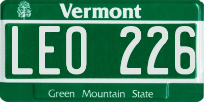 VT license plate LEO226