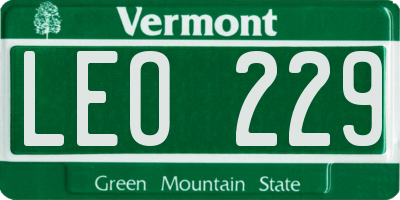 VT license plate LEO229