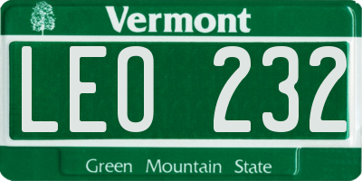 VT license plate LEO232