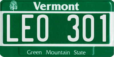 VT license plate LEO301