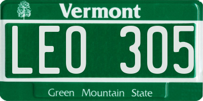 VT license plate LEO305