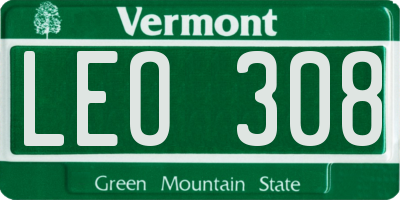 VT license plate LEO308