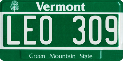 VT license plate LEO309