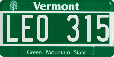 VT license plate LEO315