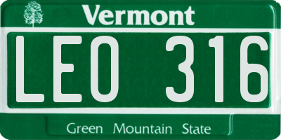 VT license plate LEO316
