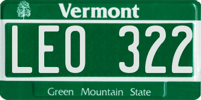 VT license plate LEO322