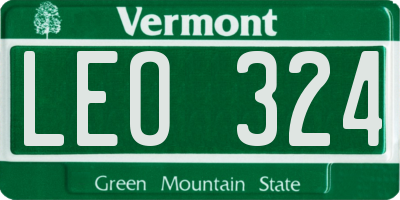 VT license plate LEO324