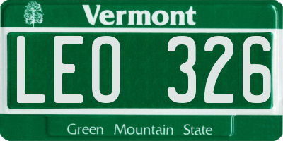 VT license plate LEO326