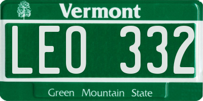 VT license plate LEO332