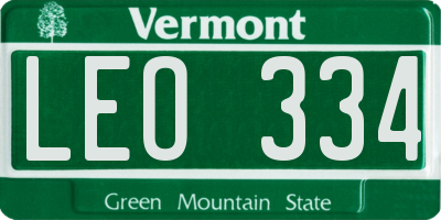 VT license plate LEO334
