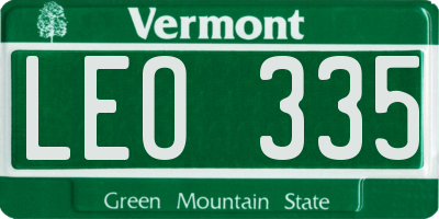 VT license plate LEO335