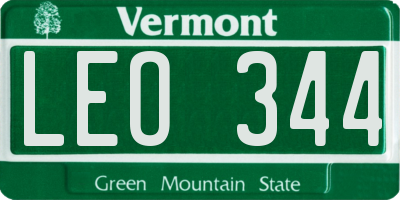 VT license plate LEO344