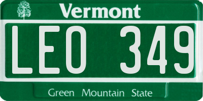 VT license plate LEO349
