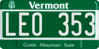 VT license plate LEO353
