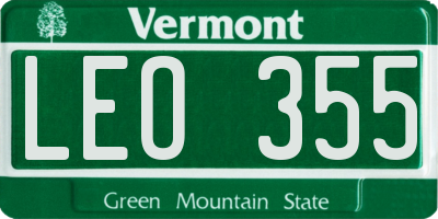 VT license plate LEO355