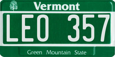 VT license plate LEO357