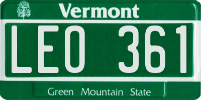 VT license plate LEO361