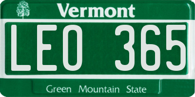 VT license plate LEO365