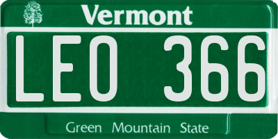 VT license plate LEO366