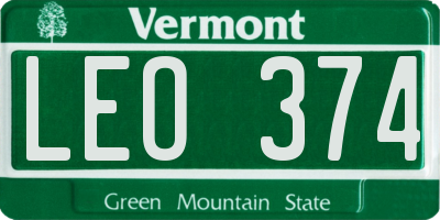 VT license plate LEO374