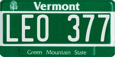 VT license plate LEO377