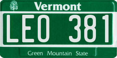 VT license plate LEO381