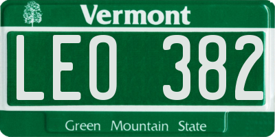 VT license plate LEO382