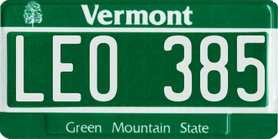 VT license plate LEO385