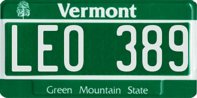 VT license plate LEO389
