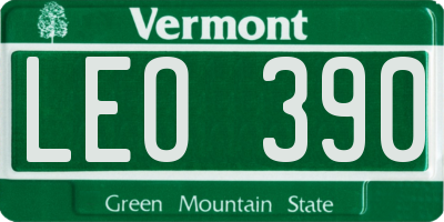 VT license plate LEO390
