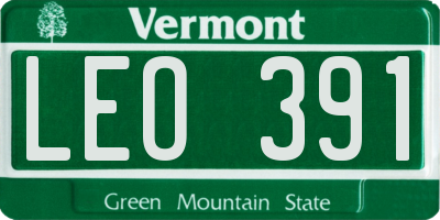 VT license plate LEO391
