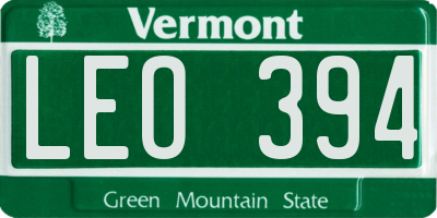 VT license plate LEO394