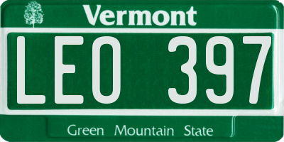 VT license plate LEO397