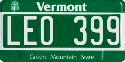 VT license plate LEO399