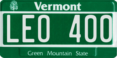 VT license plate LEO400
