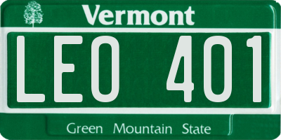 VT license plate LEO401
