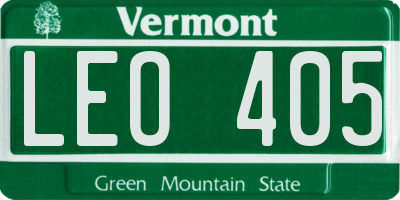 VT license plate LEO405