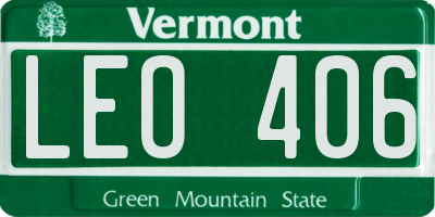 VT license plate LEO406