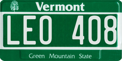 VT license plate LEO408