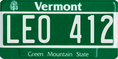 VT license plate LEO412