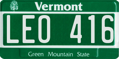 VT license plate LEO416