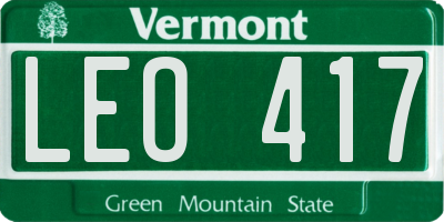 VT license plate LEO417