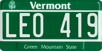 VT license plate LEO419