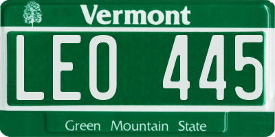 VT license plate LEO445
