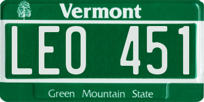 VT license plate LEO451