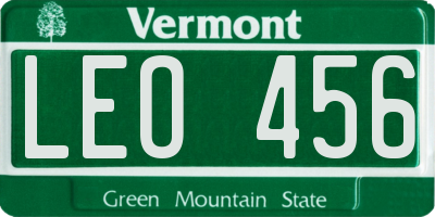 VT license plate LEO456